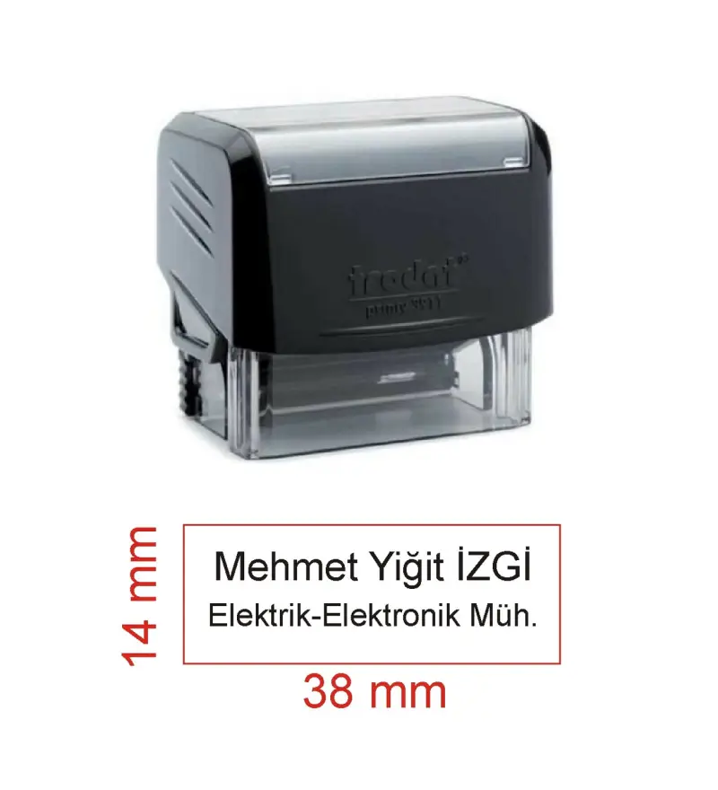 Trodat 3911 Kişiye Özel İsim Ünvan Kaşesi - Siyah Makine - Siyah Mürekkep