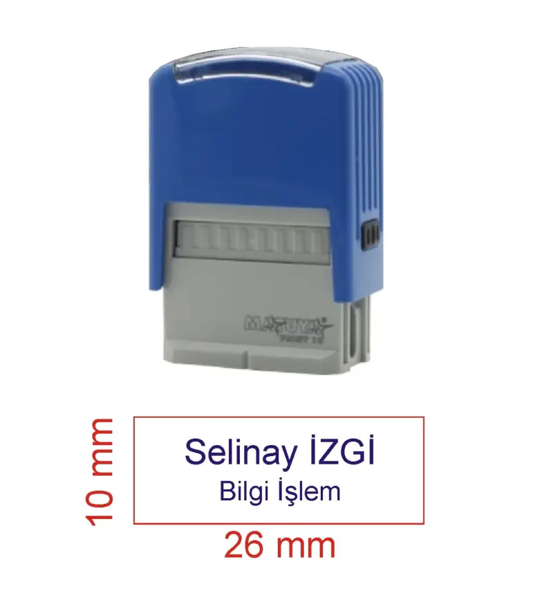 Kaşeciniz İsim Ünvan Kaşesi - Matuya 10 - Mavi Makine - Mavi Mürekkep