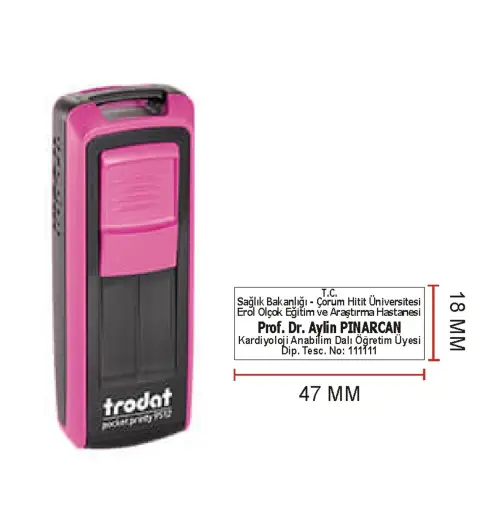 Trodat 9512 Cep Kaşe - İsim Yazılı Kalem Hediyeli (pembe)