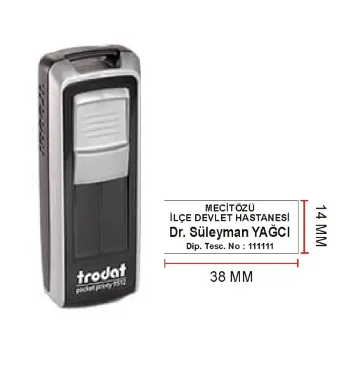 Trodat 9511 Cep Kaşe - İsim Ünvan Kaşesi - İsim Yazılı Kalem Hediyeli (gri)