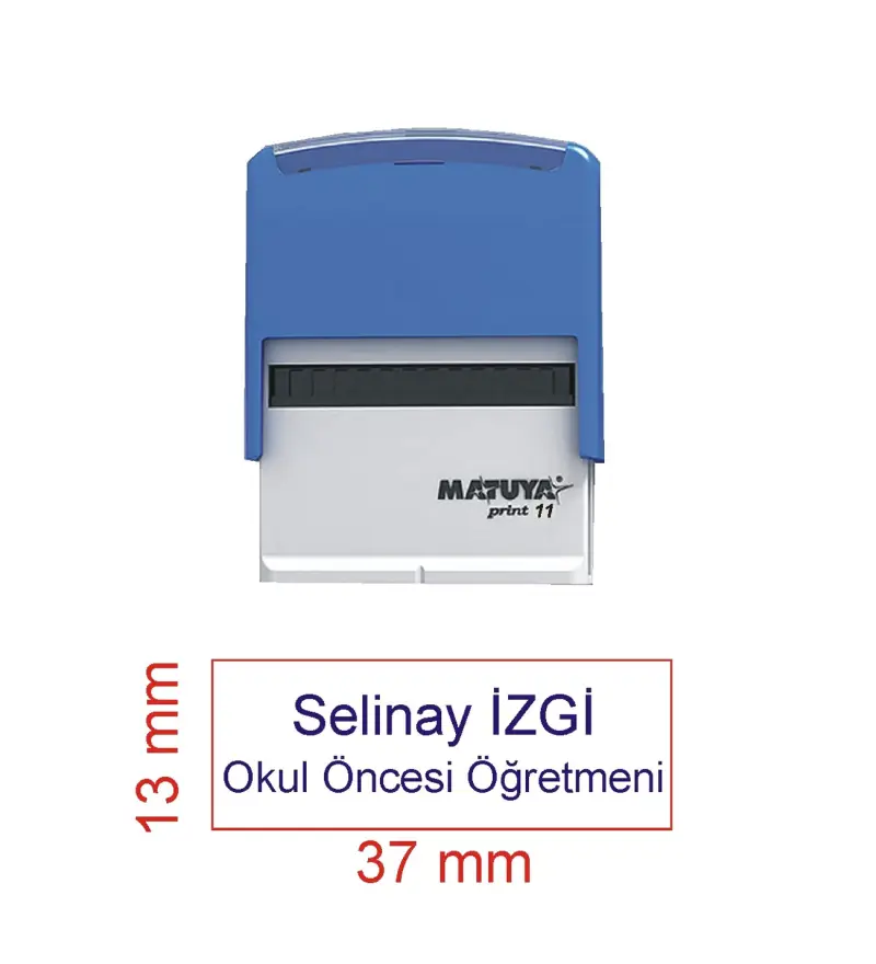 Kaşeciniz İsim Ünvan Kaşesi - Matuya 11 - Mavi Makine - Mavi Mürekkep