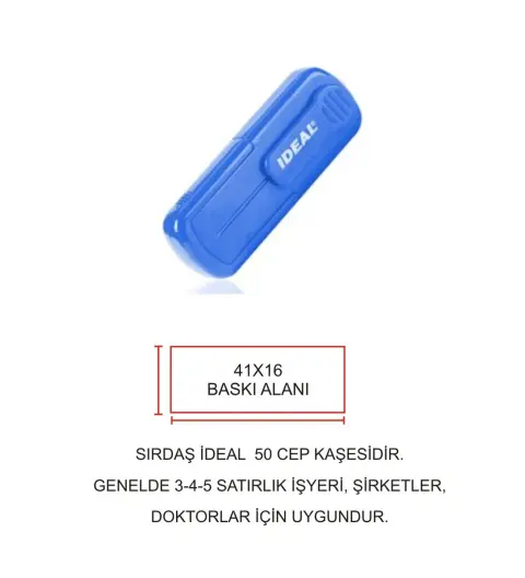 Cep Kaşe Sırdaş ideal 50 Kişiye Özel Şirket Kaşesi - Mavi Makine
