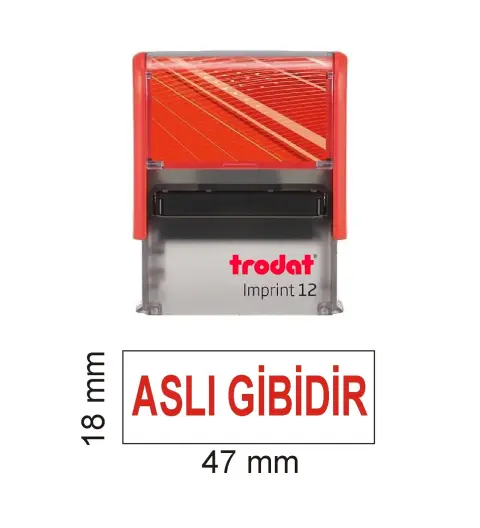 Trodat İmprint 12 "aslı Gibidir Kaşesi" Kırmızı Mürekkep