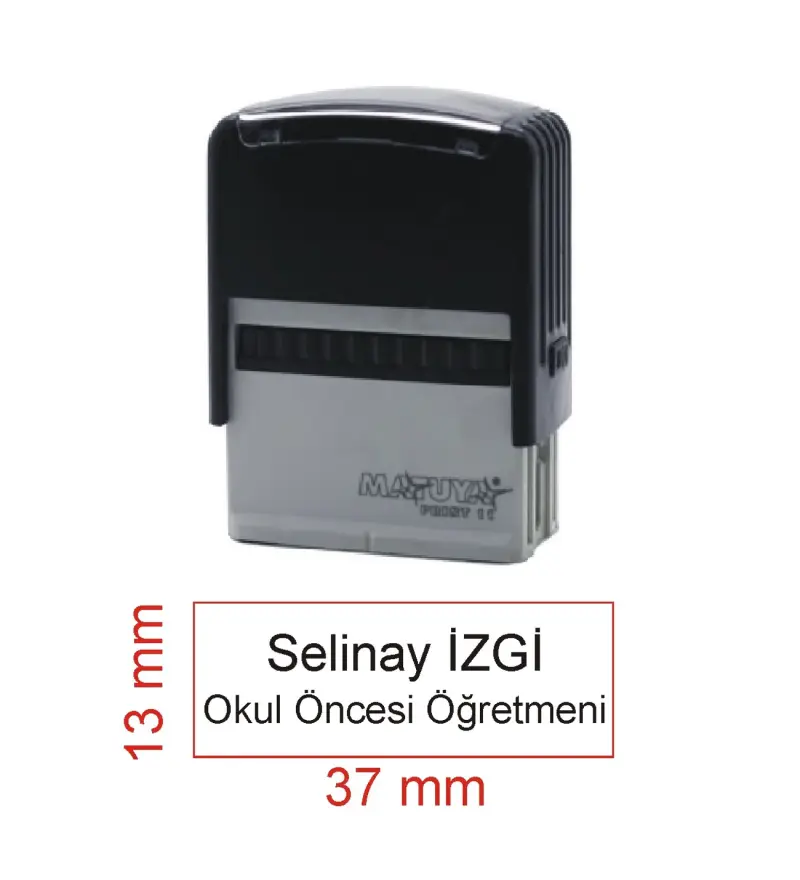 Kaşeciniz İsim Ünvan Kaşesi - Matuya 11 - Siyah Makine -Siyah Mürekkep