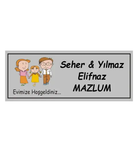 Kaşeciniz Kişiye Özel Kapı İsimliği Aliminyum - Gümüş