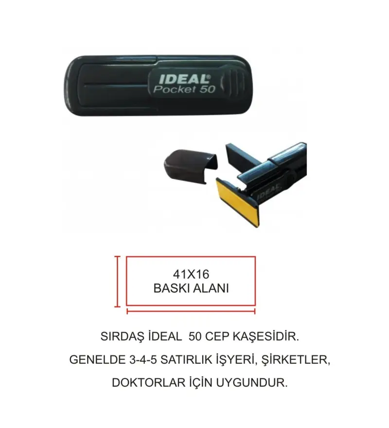 Cep Kaşe Sırdaş ideal 50 Kişiye Özel Şirket Kaşesi - Siyah Makine