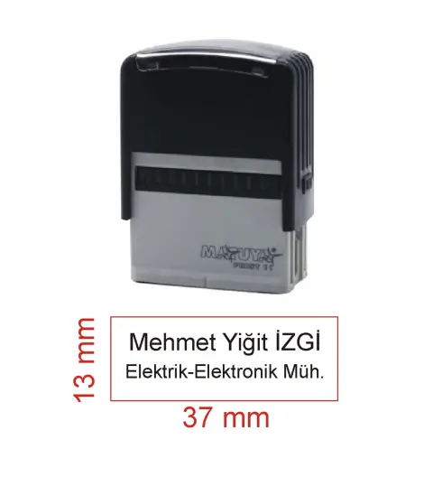 Kaşeciniz İsim Ünvan Kaşesi - Matuya 11 - Siyah Makine - Siyah Mürekkep