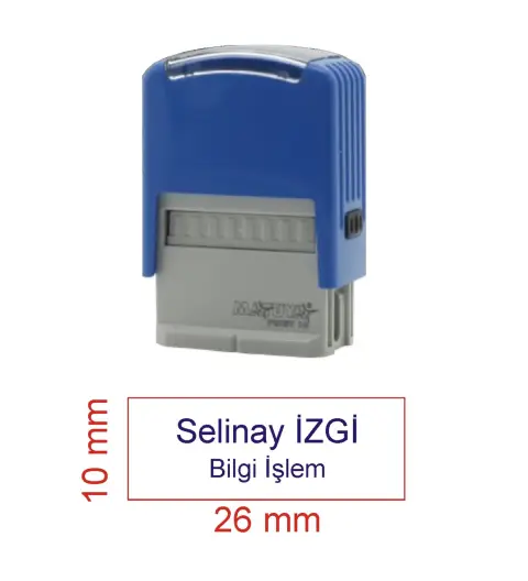 Kaşeciniz İsim Ünvan Kaşesi - Matuya 10 - Mavi Makine - Mavi Mürekkep