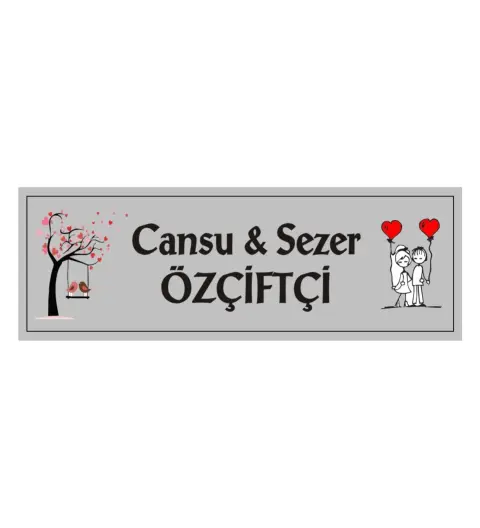 Kaşeciniz Kişiye Özel Kapı İsimliği Aliminyum - Gümüş