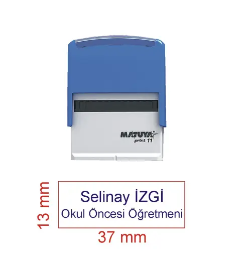 Kaşeciniz İsim Ünvan Kaşesi - Matuya 11 - Mavi Makine - Mavi Mürekkep