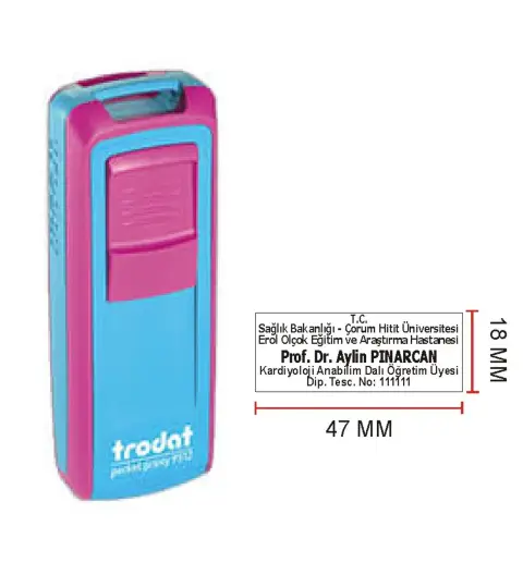 Trodat 9512 Cep Kaşe - İsim Yazılı Kalem Hediyeli (turkuaz)