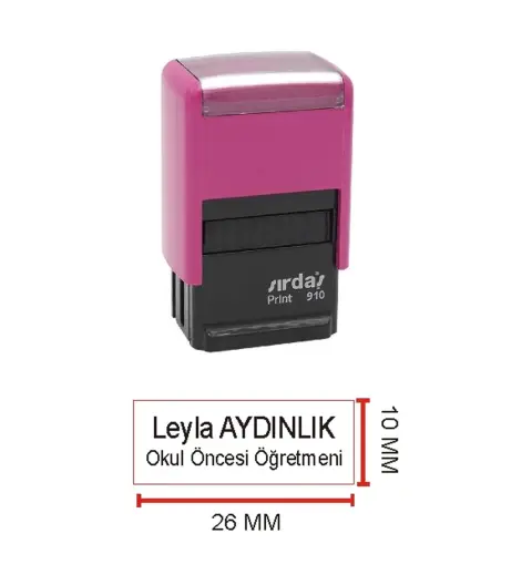Sırdaş 910 İsim Ünvan Kaşesi - Pembe Makina - Siyah Mürekkep