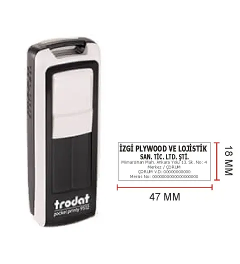 Trodat 9512 Cep Kaşe - İsim Yazılı Kalem Hediyeli