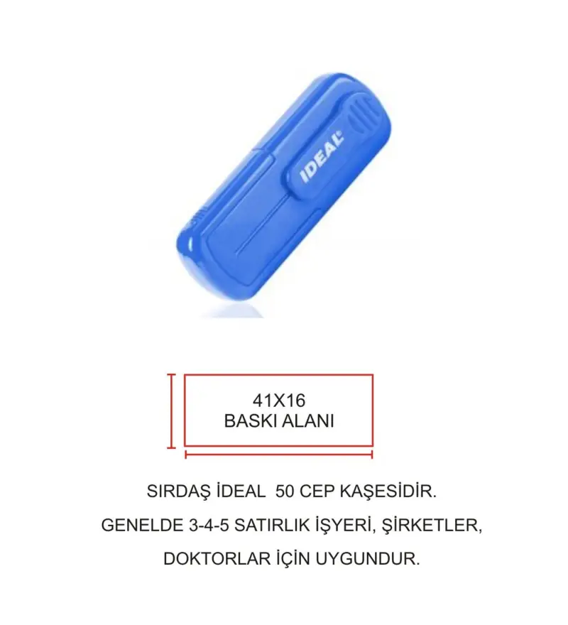 Cep Kaşe Sırdaş ideal 50 Kişiye Özel Şirket Kaşesi - Mavi Makine
