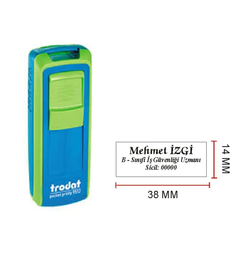 Trodat 9511 Cep Kaşe - İsim Ünvan Kaşesi - İsim Yazılı Kalem Hediyeli (yeşil)