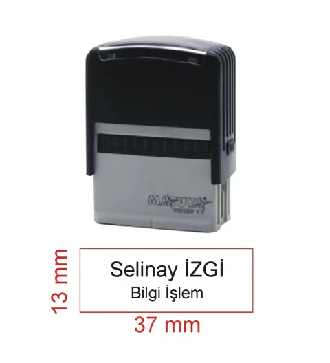 Kaşeciniz İsim Ünvan Kaşesi - Matuya 11 - Siyah Makine - Siyah Mürekkep