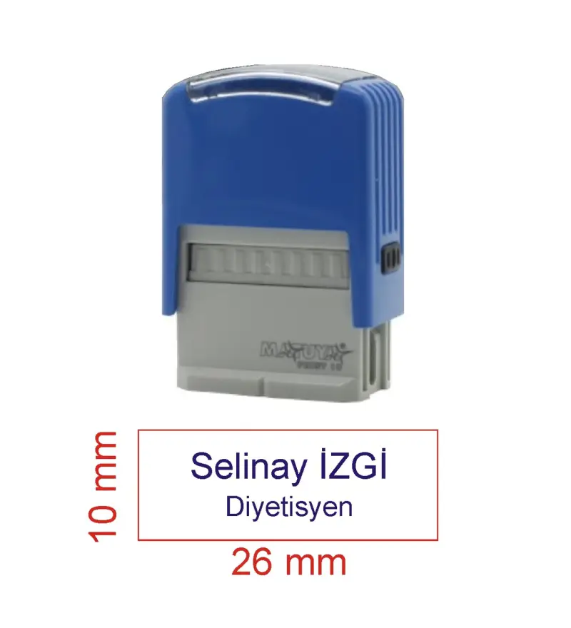 Kaşeciniz İsim Ünvan Kaşesi - Matuya 10 - Mavi Makine - Mavi Mürekkep