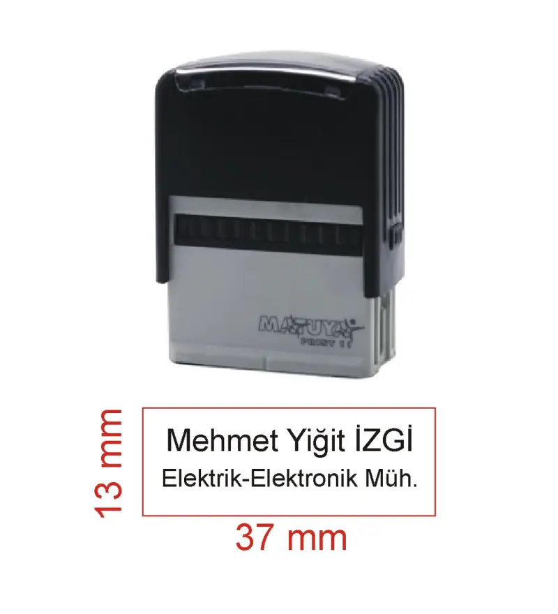 Kaşeciniz İsim Ünvan Kaşesi - Matuya 11 - Siyah Makine - Siyah Mürekkep