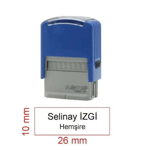 Kaşeciniz İsim Ünvan Kaşesi - Matuya 10 - Mavi Makine - Siyah Mürekkep