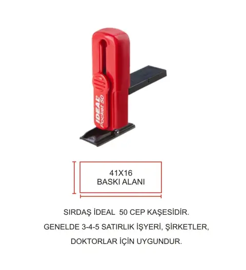 Cep Kaşe Sırdaş ideal 50 Kişiye Özel Şirket Kaşesi - Kırmızı Makine