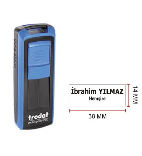 Trodat 9511 Cep Kaşe - İsim Ünvan Kaşesi - İsim Yazılı Kalem Hediyeli (mavi)