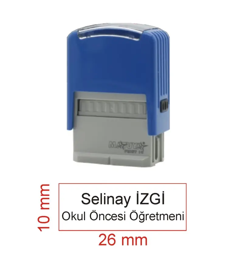 Kaşeciniz İsim Ünvan Kaşesi - Matuya 10 - Mavi Makine - Siyah Mürekkep