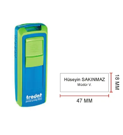 Trodat 9512 Cep Kaşe - İsim Yazılı Kalem Hediyeli (yeşil)