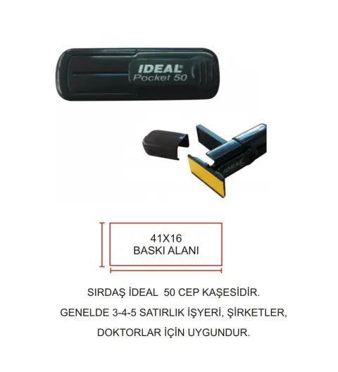 Cep Kaşe Sırdaş ideal 50 Kişiye Özel Şirket Kaşesi - Siyah Makine