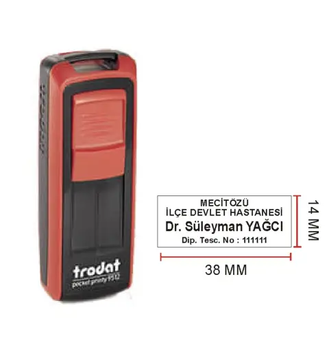 Trodat 9511 Cep Kaşe - İsim Ünvan Kaşesi - İsim Yazılı Kalem Hediyeli