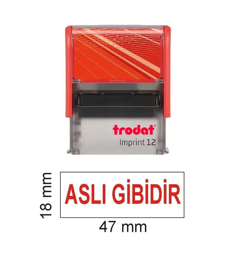 Trodat İmprint 12 "aslı Gibidir Kaşesi" Kırmızı Mürekkep