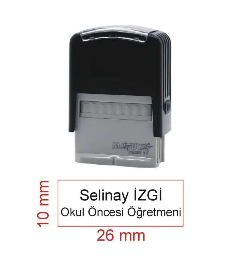 Kaşeciniz İsim Ünvan Kaşesi - Matuya 10 - Siyah Makine - Siyah Mürekkep