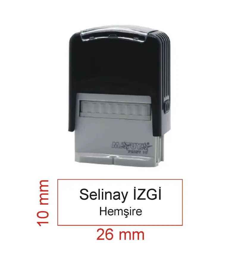 Kaşeciniz İsim Ünvan Kaşesi - Matuya 10 - Siyah Makine - Siyah Mürekkep